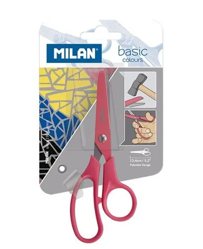 Nożyczki szkolne MILAN BASIC COLOURS różowe, 1 szt. na blistrze