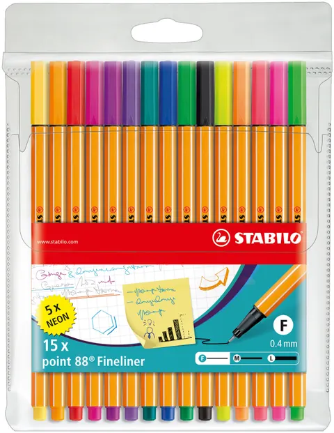 Cienkopisy STABILO 88/15-1 10+5 neon kolor