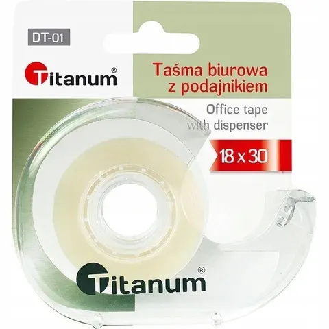 Taśma biurowa 18mm x 30m z podajnikiem TITANUM