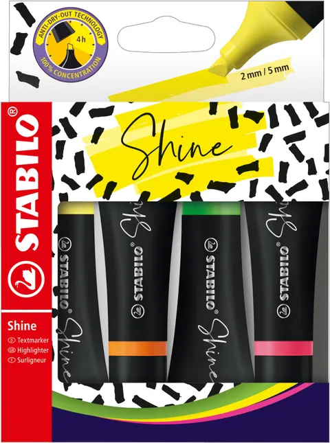 Zakreślacz STABILO SHINE 4 kolory /76/4/