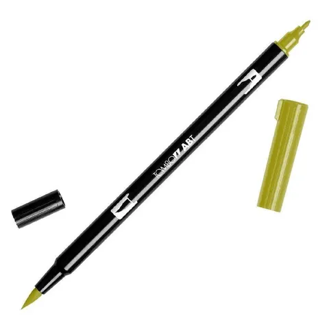 Flamaster dwustronny Brush Pen green ochre Tombow