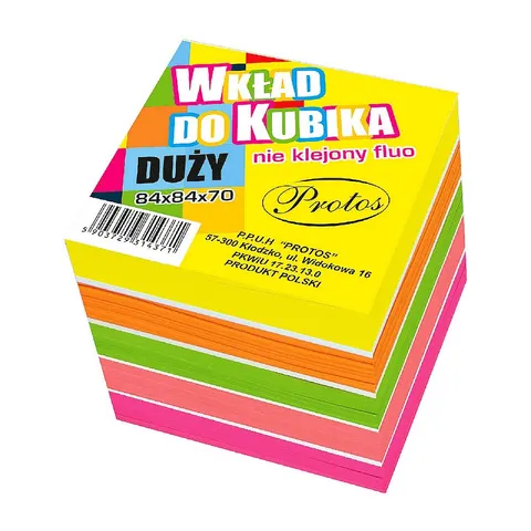 KOSTKA PAPIEROWA NIEKLEJONA 700 K ORIGAMI NOTES FLUO PROTOS