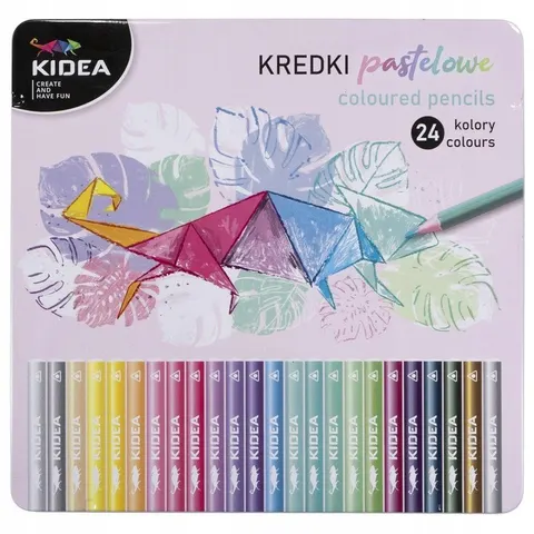 KREDKI PASTELOWE W METALOWYM PUDEŁKU 24 SZT KIDEA