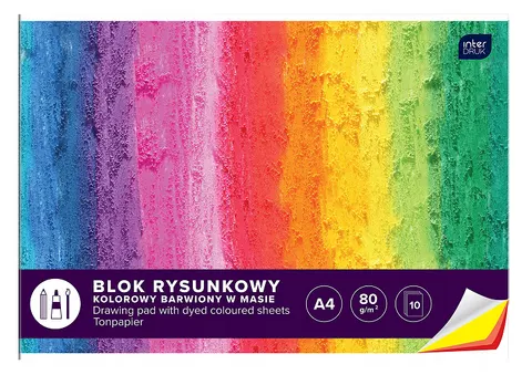 BLOK RYSUNKOWY KOLOROWY A4 10 KARTEK INTERDRUK