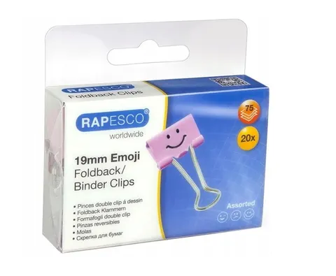 KLIPY BIUROWE 19 MM PASTELOWY RÓŻ EMOTKA 20 SZT.