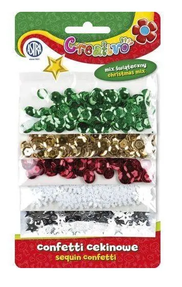 ŚWIĄTECZNY ZESTAW CONFETTI CEKINOWE KÓŁKA 5 KOLORÓW