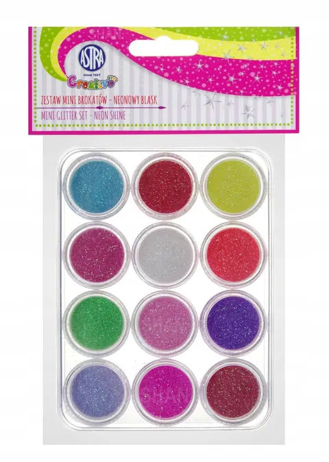 Zestaw mini brokatów - Neonowy blask 12 sztuk