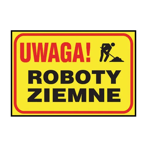 Anro „Uwaga! Roboty ziemne”. 250 x 350 mm (Płyta sztywna)