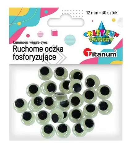 RUCHOME OCZKA FOSFORYZUJĄCE 12MM 30 SZT. - OZDOBA