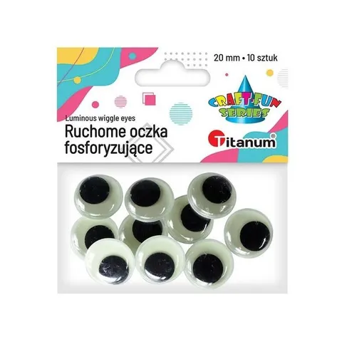 RUCHOME OCZY FOSFORYZUJĄCE 20MM 10 SZT. - OZDOBA