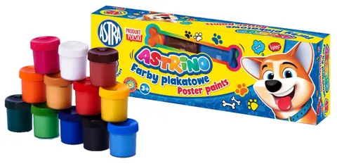 Farby plakatowe szkolne 12 kolorów 20 ml - Astrino Astra