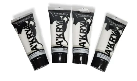 Zestaw 4 farb akrylowych RENESANS nr 1 biała 200 ml