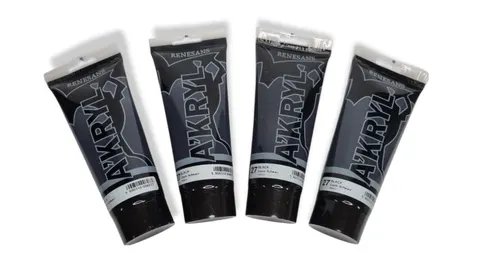 Zestaw 4 farb akrylowych RENESANS nr 27 czarny 200 ml