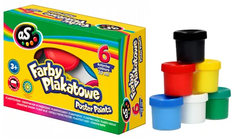 Farby plakatowe szkolne 6 kolorów 20 ml - As Astra