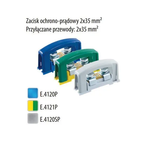 Zacisk ochronny 2x35 niebieski