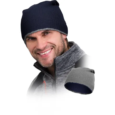 Czapka zimowa dwustronna.- CZREVERSE GS granatowo-szary