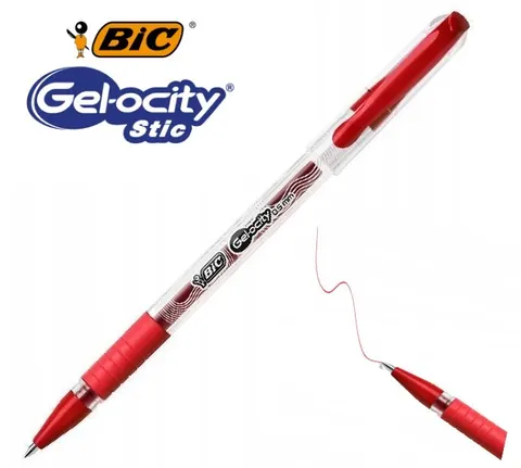 Długopis żelowy czerwony 0,5mm BIC Gel-ocity Stick