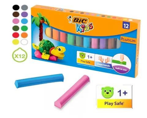 Plastelina dla dzieci 1+ 12 kolorów bezpieczna BIC plasticine