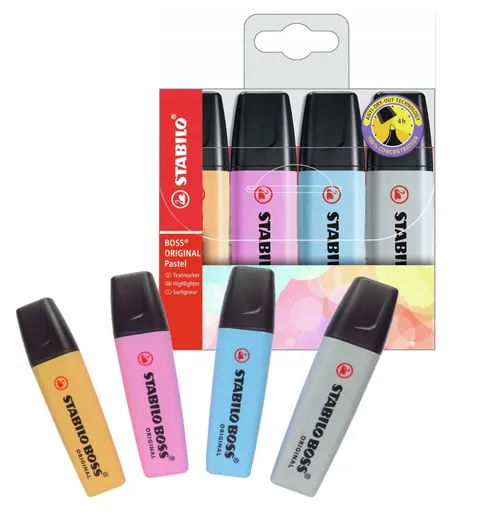 Zestaw zakreślacz Stabilo Boss Original Pastel 4szt. etui pastelowe