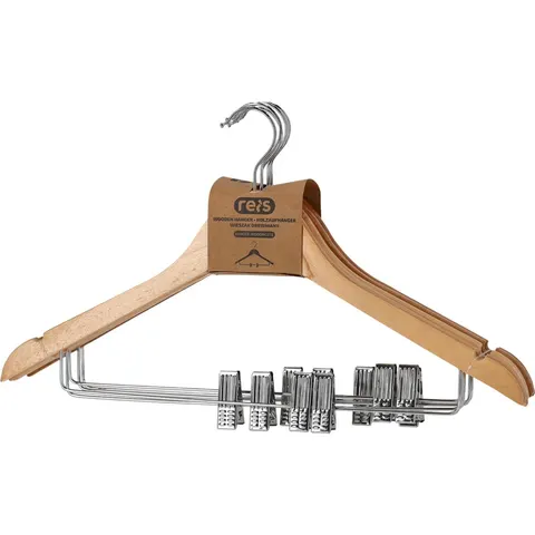 Wieszak drewniany z klipsami HANGER-WOODMC072 Reis