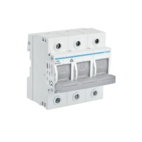 Rozłącznik bezpiecznikowy modułowy poziomy D02 3P 63A 400VAC 110/220VDC; L73, HAGER