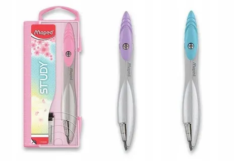 Cyrkiel szkolny pastelowy metalowy w etui Maped Study pastel + grafity