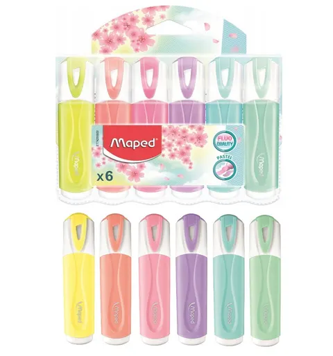 Zestaw zakreślacze pastelowe 6 kolorów Maped Pastel