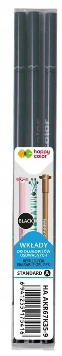 Wkłady wymazywalne czarne Happy Color 3 szt. uszaki