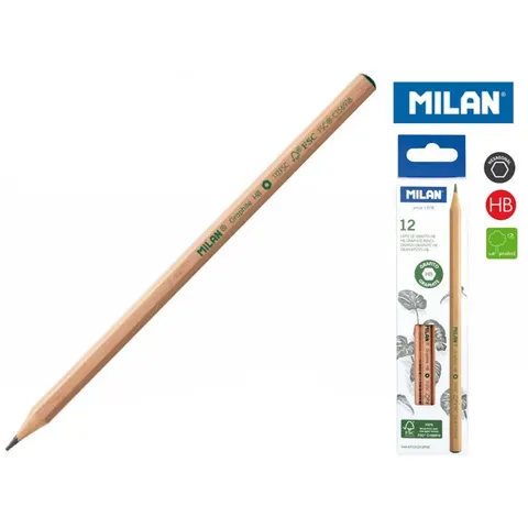 Ołówek HB sześciokątny naturalny grafitowy Milan