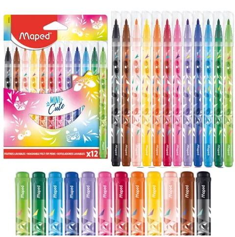 Flamastry pisaki Mini Cute 12 kolorów Maped zwierzaki