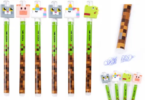 Zestaw 6x długopis zmazywalny MINECRAFT pixel game Kidea