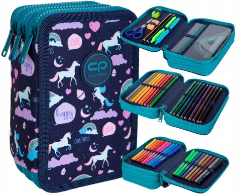 Piórnik trzykomorowy z wyposażeniem CoolPack JEDNOROŻCE UNICORN