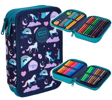 Piórnik dwukomorowy z wyposażeniem CoolPack JEDNOROŻCE dziewczęcy