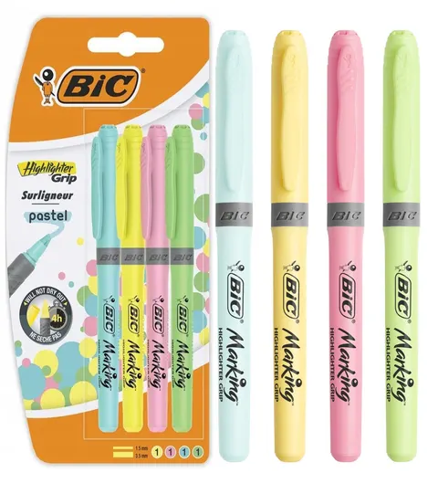 Zestaw zakreślacze pastelowe BIC 4 szt. Highlighter Grip