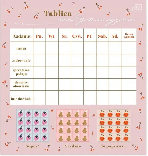 Tablica motywacyjna dla dzieci z naklejkami dziewczęca Interdruk Sweet