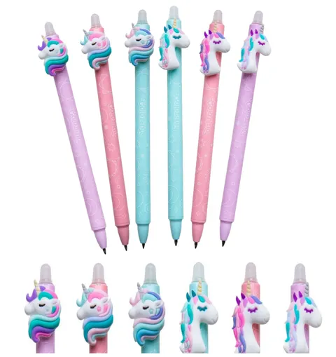 Zestaw 6x długopis zmazywalny jednorożce pastel Colorino