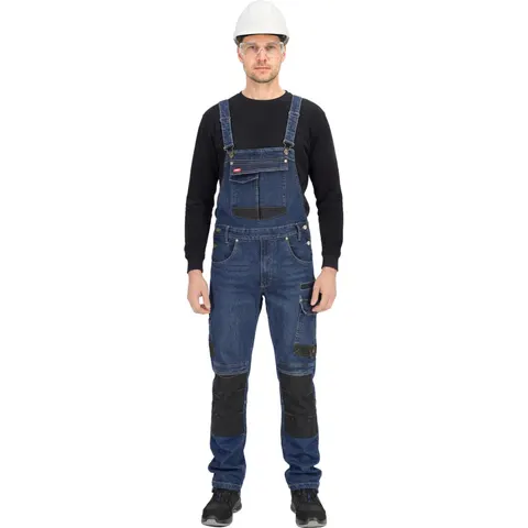 Spodnie ogrodniczki jeans303-b granatowo-czarny