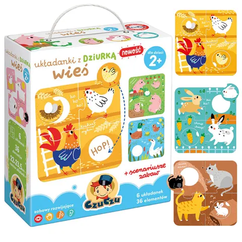 Puzzle dla dzieci układanki z dziurką CzuCzu wieś 2+ zestaw