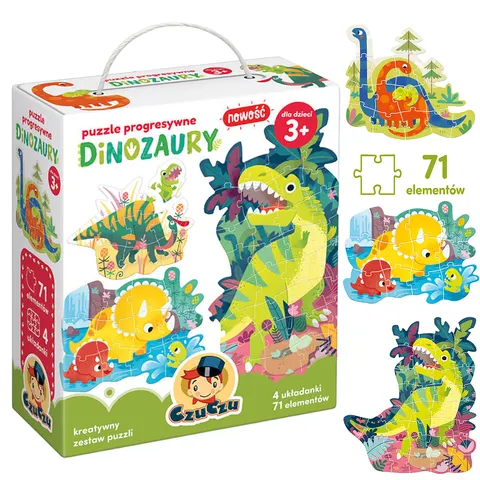 Puzzle dla dzieci CzuCzu Dinozaury progresywne edukacyjne 3+