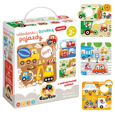 Puzzle dla dzieci CzuCzu układanki z dziurką Pojazdy 2+ zestaw
