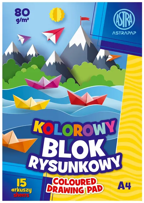 Blok rysunkowy kolorowy A4 15 ark. 80g/m ASTRAPAP