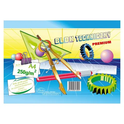 Blok techniczny biały A4 PREMIUM 10 ark. 250g/m Protos