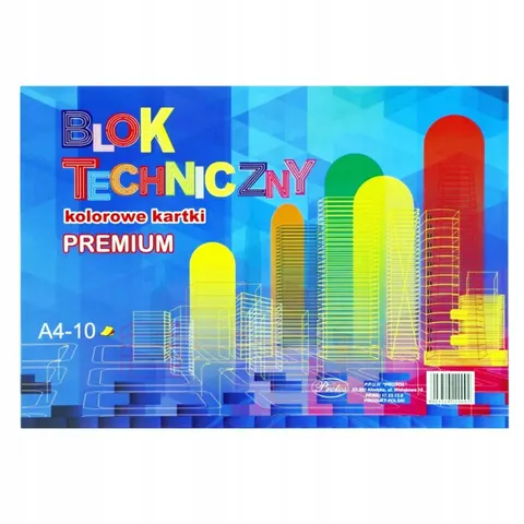 Blok techniczny kolorowy PREMIUM A4 10 ark. 170g/m Astrapap