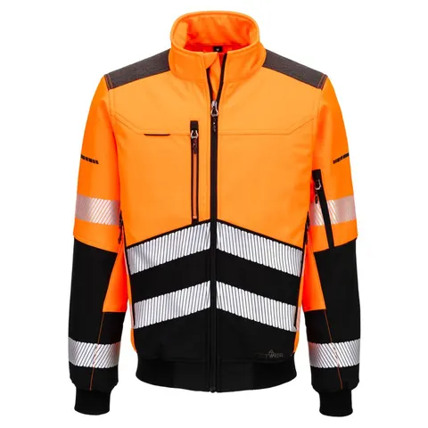 EV4 Softshell ostrzegawczy Bomber (3L) EV468OBR pomarańczowy/czarny