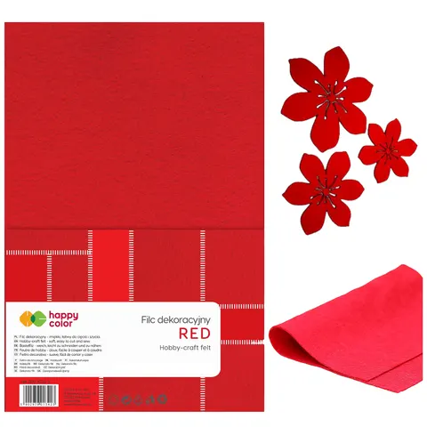 Filc dekoracyjny A4 czerwony 10szt 1,5mm Happy Color
