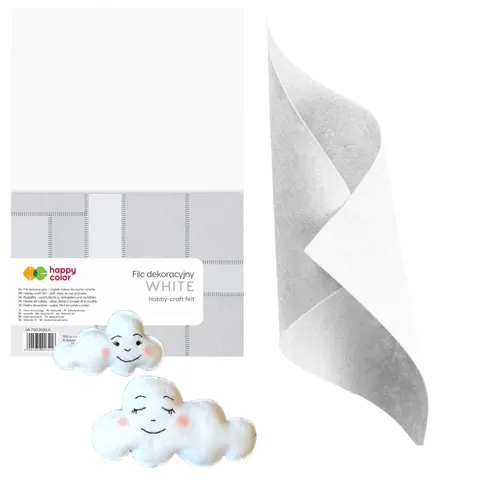 Filc dekoracyjny biały A4 1 arkusz miękki Happy Color