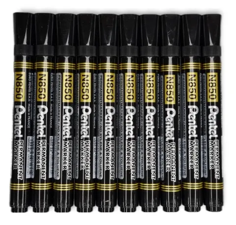 Zestaw 10x marker czarny permanentny okrągła końcówka Pentel