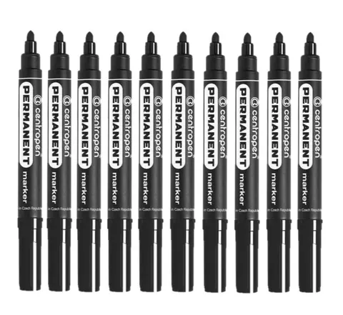 Zestaw 10x marker czarny permanentny Centropen okrągła końcówka