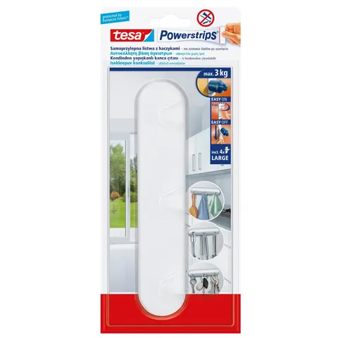 Haczyk samoprzylepny tesa® POWERSTRIPS potrójny, biały