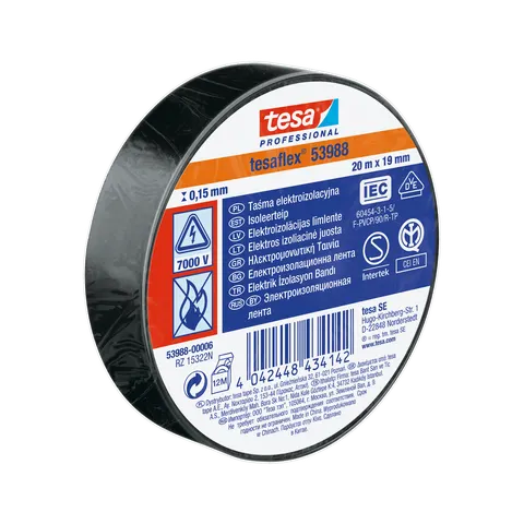 Taśma elektroizolacyjna tesa® 20m x 19mm, czarna